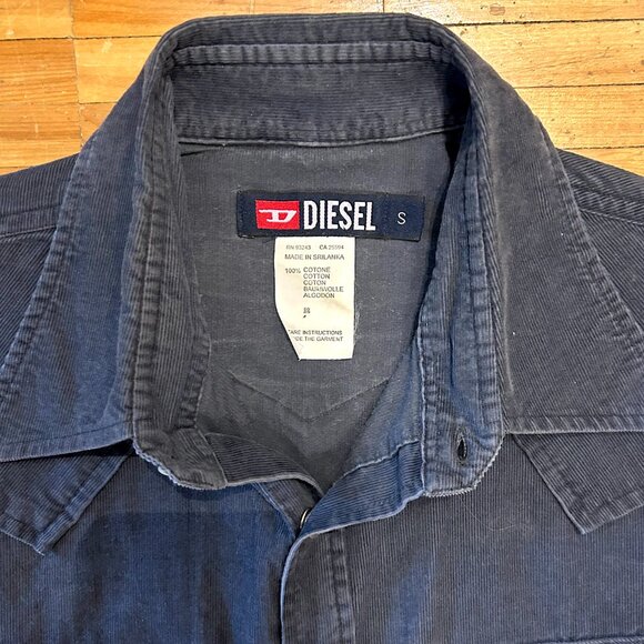 VINTAGE NAVY DIESEL WESTERN STYLE PRE-WASHED CORDUROY SHIRT - Picture 4 of 8